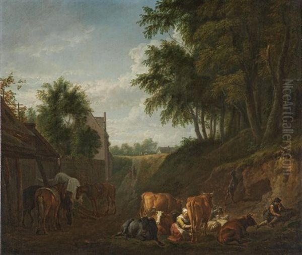 Hollandische Landschaft Mit Viehherde Und Bauersleuten - view 1