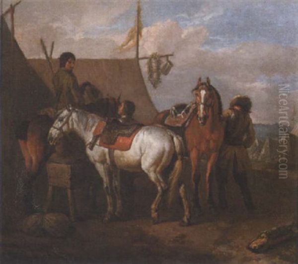 Cavalry Soldiers Beside An Inn At A Field Camp - view 1