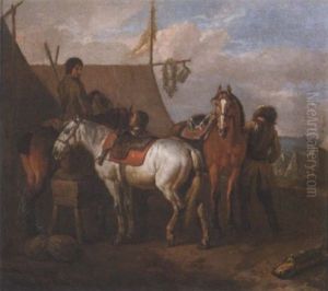 Cavalry Soldiers Beside An Inn At A Field Camp Cavalry Soldiers Beside An Inn At A Field Camp