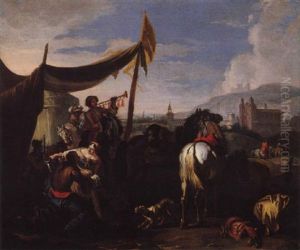 An Army Encampment With A Town Beyond thumbnail