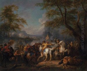 A Cavalry Skirmish Between Christians And Turks by Pieter van Bloemen