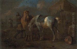 Feldlager Mit Soldaten Und Pferden by Pieter van Bloemen