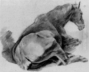 A Horse Lying Down Seen From The Back by Pieter van Bloemen