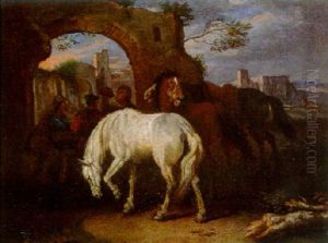 Travellers Taking Refreshments With Horses Before A Ruined Arch Travellers Taking Refreshments With Horses Before A Ruined Arch
