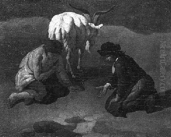 Peasants Dicing, A Goat Standing Nearby - view 1