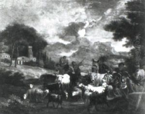 Shepherds And Cattle In An Italianate Landscape thumbnail
