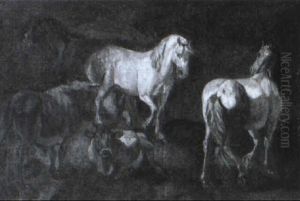 Horses And Cattle In A Landscape
