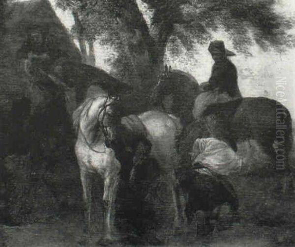 Horsemen At A Farrier's - view 1