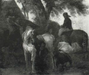 Horsemen At A Farrier's by Pieter van Bloemen