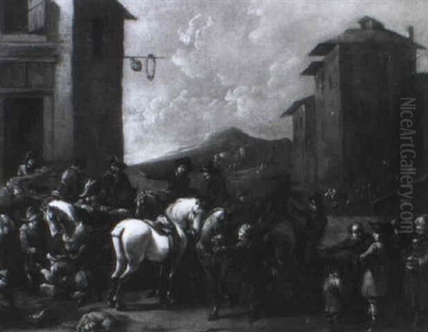 Sosta Di Cavalieri In Un'aia - view 1