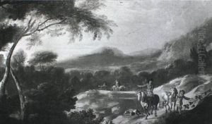 Italianate Landscape With Travellers by Pieter van Bloemen