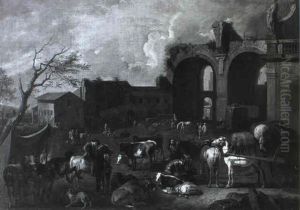 Italienischer Viehmarkt by Pieter van Bloemen