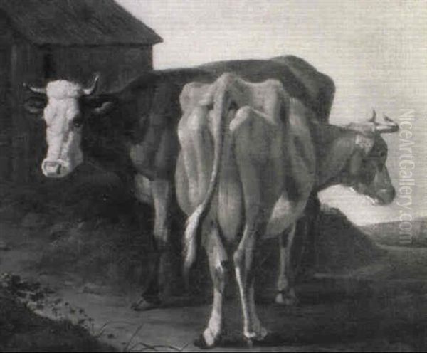 Cows Before A Barn - view 1