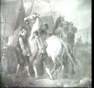 Vor Der Hufschmiede. by Pieter van Bloemen