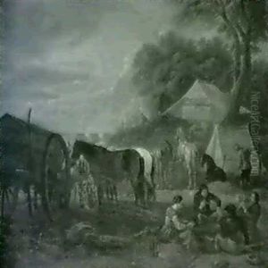 Fra En Zigeunerlejr by Pieter van Bloemen
