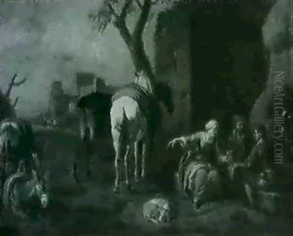 Peasants And Packhorses In A Southern Landscape - view 1