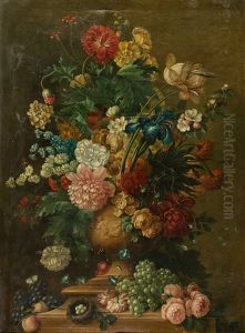 Stillleben Mit Blumen, Fruchten Und Vogelnest