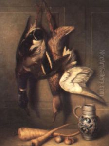 Still Life Of Dead Mallard In A Larder