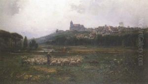 The Village Of Clermount At Sunrise by Francois de Blois