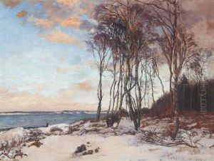 Birke Ved Stranden, Hornbaek Plantage, Frostvejrsaften by Gerhard Lichtenberg Blom