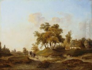 Norddeutsche Landschaft Mit Bauernkaten Und Einem Reiter by Antoine Albers