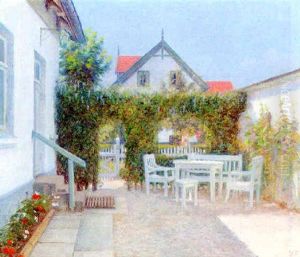 A Sunlit Courtyard by Gustav Vilhelm Blom