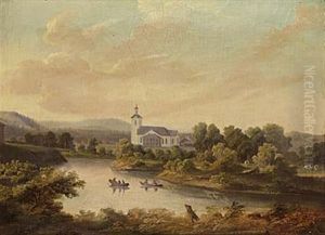 Landskap Med Jarvso Kyrka by Albert Blombergsson