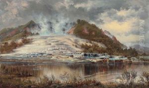 The White Terrace, Lake Rotomahana, New Zealand by Charles Blomfield