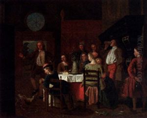 Villagers Dining In An Interior by Maximilian Blommaerdt
