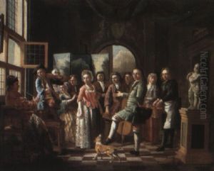 Company In An Interior With A Fiddler And A Man Smoking A Pipe