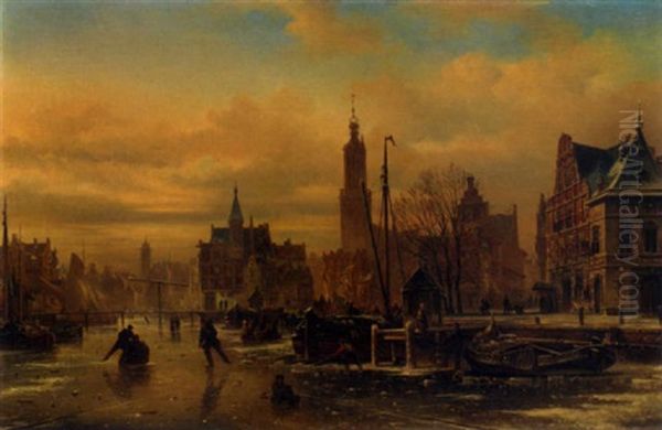 Skaters On A Frozen Canal - view 1