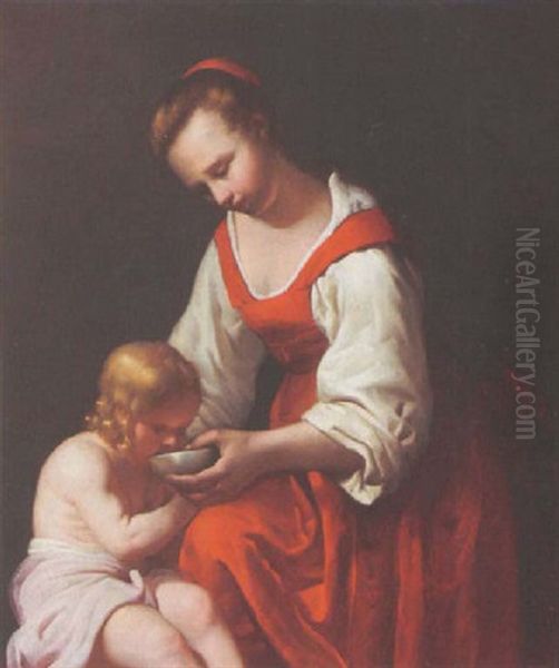 A Mother Feeding Her Child - view 1