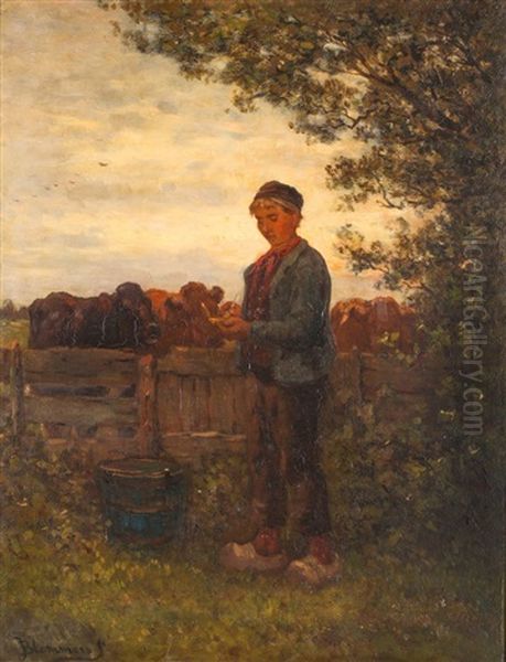 Portrait Of A Boy With Cattle - view 1