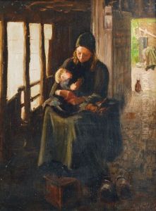 Young Mother With Child by Bernardus Johannes Blommers