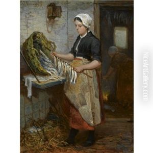 Preparing The Fish (de Speetster) by Bernardus Johannes Blommers