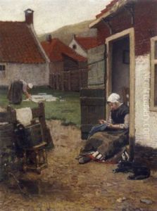 Hausarbeit Im Hof Enes Bauernhauses by Bernardus Johannes Blommers