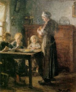 Having Supper by Bernardus Johannes Blommers