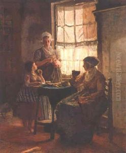 In The Kitchen by Bernardus Johannes Blommers