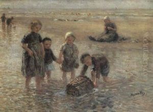 Children On A Seashore by Bernardus Johannes Blommers