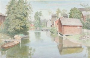 River Landscape by Vaeinoe Alfred Blomstedt