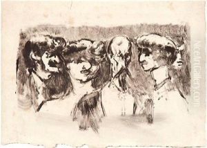 Five Portrait Heads by Adolphe Albert