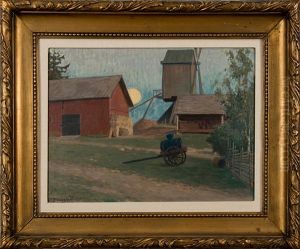 Water Barrow In The Moonlight by Vaeinoe Alfred Blomstedt