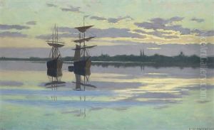 Evening At Anchor by Vaeinoe Alfred Blomstedt