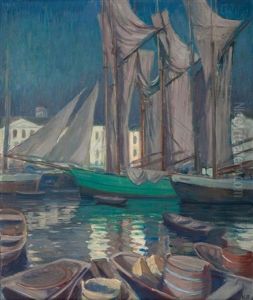 Boats In The Harbor Of Helsinki by Vaeinoe Alfred Blomstedt