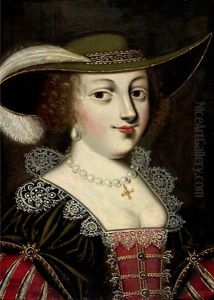 Jeune Dame Au Chapeau A Plume En Buste