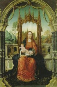 Maria Mit Kind Vor Landschaftlichen Hintergrund by Lancelot Blondeel