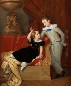 Portrait De Deux Enfants Dans Un Interieur by Merry-Joseph Blondel
