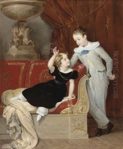 Portrait De Deux Enfants Dans Un Interieur De Style Empire