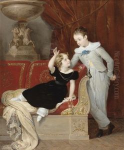 Portraits De Deux Enfants Dans Un Interieur De Style Empire