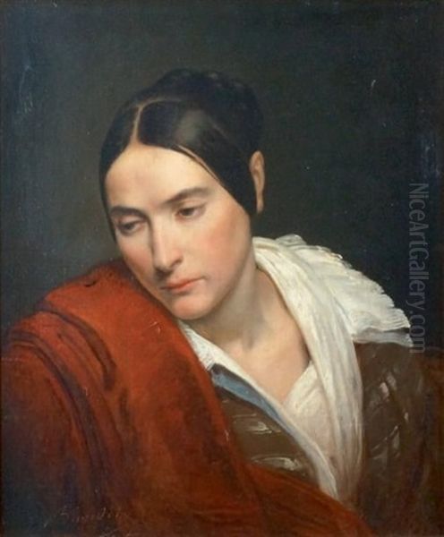 Portrait De Femme A La Robe Rouge - view 1